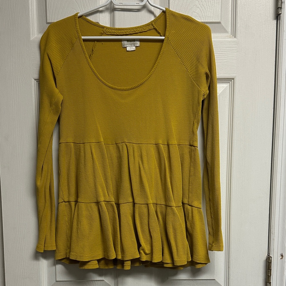 Anthropologie Mustard Long Sleeve Top